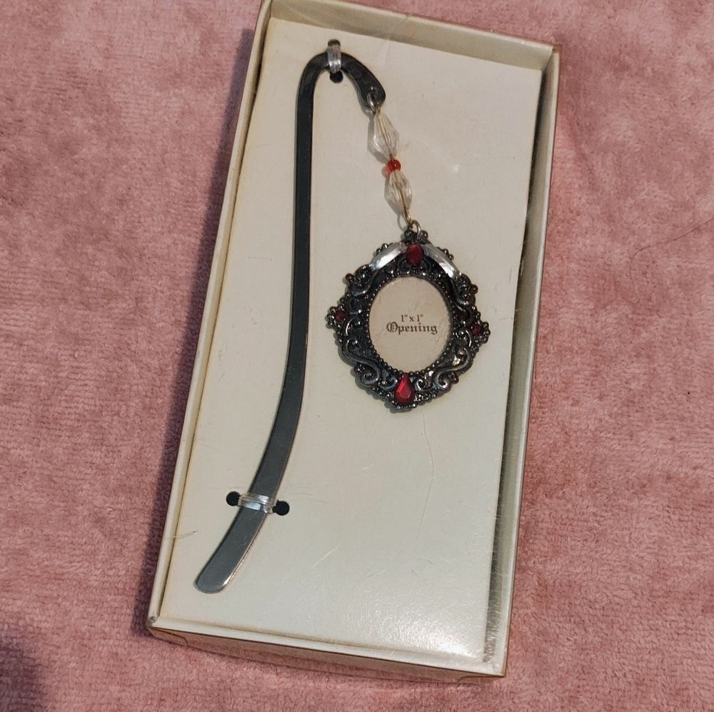 Ornate Silver and Red Bookmark